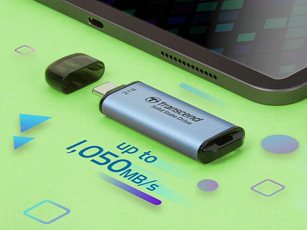 Памет SSD 512GB Transcend ESD300 (TS512GESD300S), USB Type-C, скорост на четене до 1050MB/s, скорост на запис до 950MB/s - характеристика 1